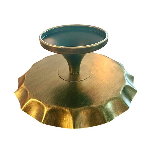 Vintage Brass Pedestal Cake Stand 9” Scalloped Compote - Picture 6 of 6